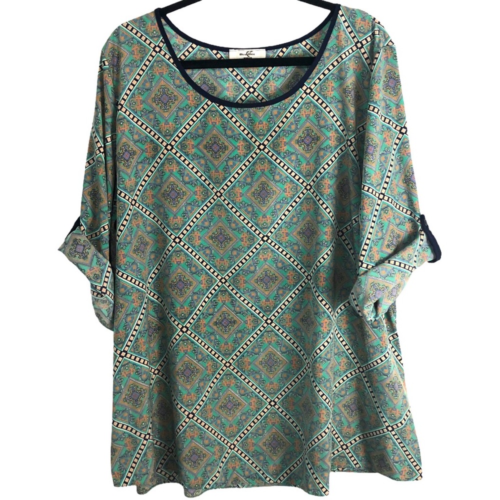 Moa Moa geometric print tunic top 3X